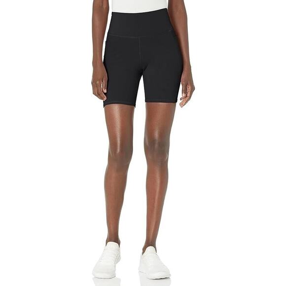 Danskin Black Bike Shorts Side Pockets High Rise Waistband Shaping Contour Seams - Picture 8 of 8